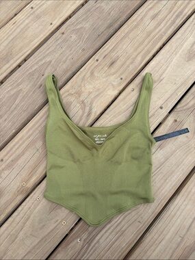 Urban Outfitters Olive Green Cropped Tank Top